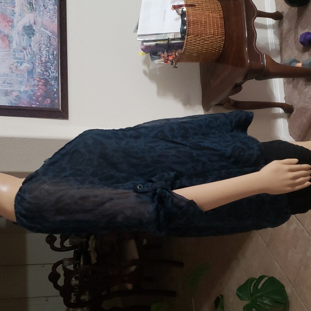 Grace Elements Womens Blouse Small Blue Animal Pr… - image 3